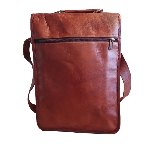 MEN'S VINTAGE LEATHER CROSSBODY MESSENGER BAG - Picture 3 of 15